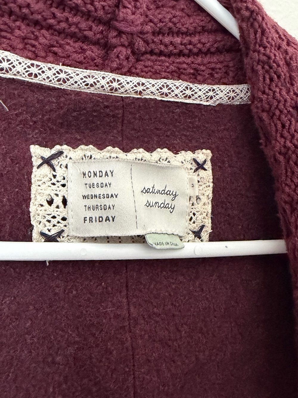 Anthropologie Burgundy Knit Cardigan Boho Cottagecore Twilight M Fall Sweater - Picture 3 of 4